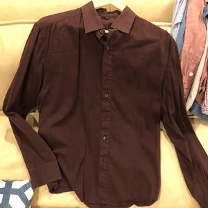 Men’s Theory Burgundy Button Up Shirt